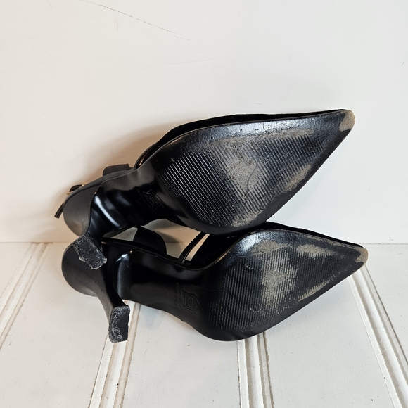 Gianni Versace Vintage Black Velvet Slingback Stiletto Heels 37 - Picture 11 of 16